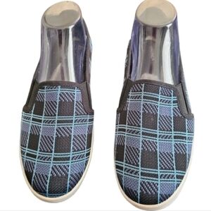 Nautica Plaid Blue and Black Slip-On Shoes
